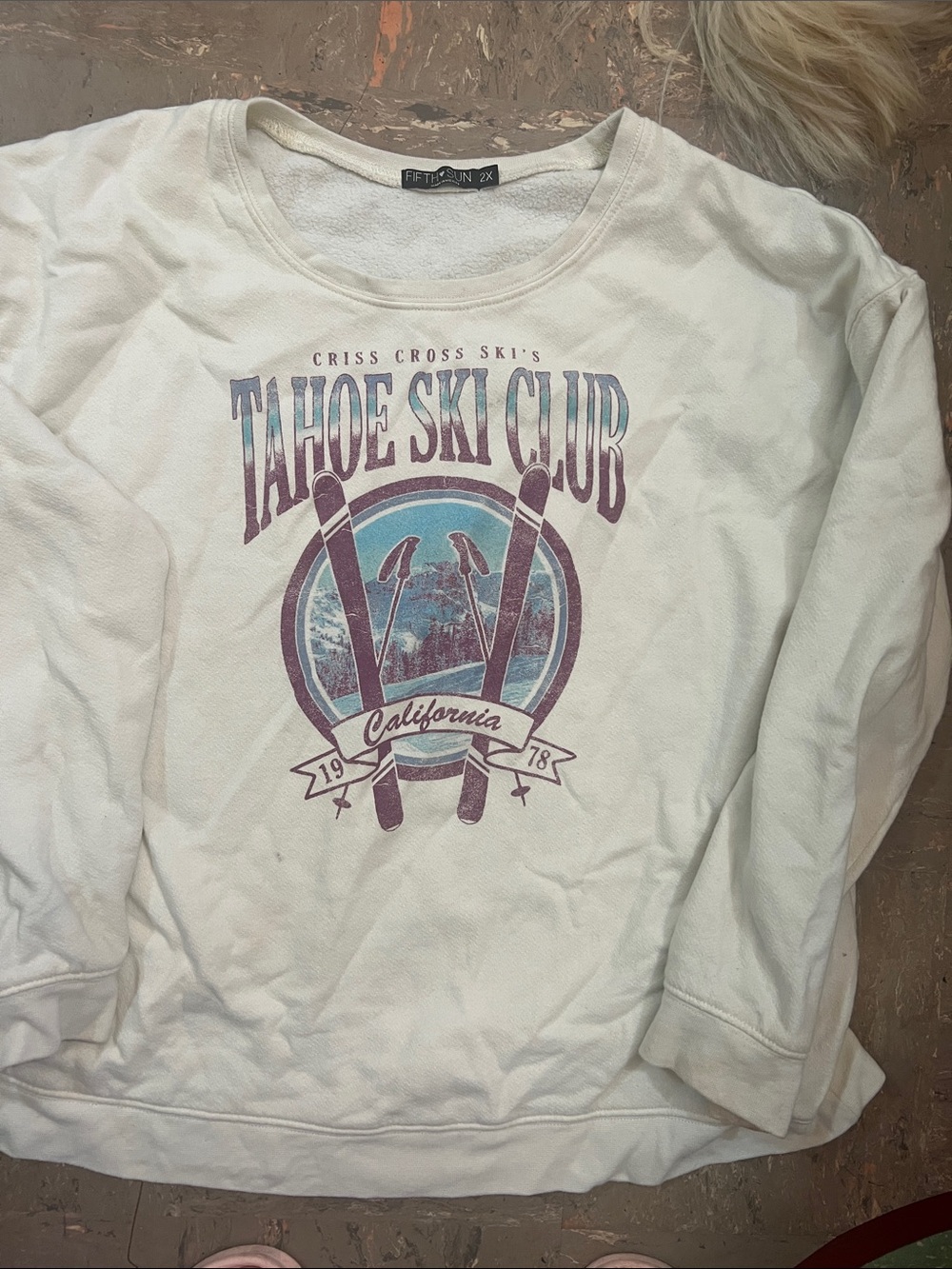 Fifth Sun White Tahoe Ski Club Retro Graphic Sweatshirt